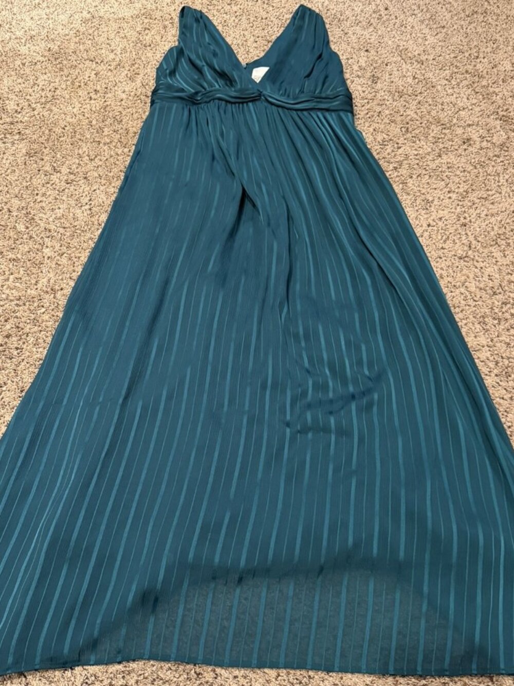 Max and Cleo Teal Maxi Cocktail Dress Women’s 12 V Neck Formal Gown